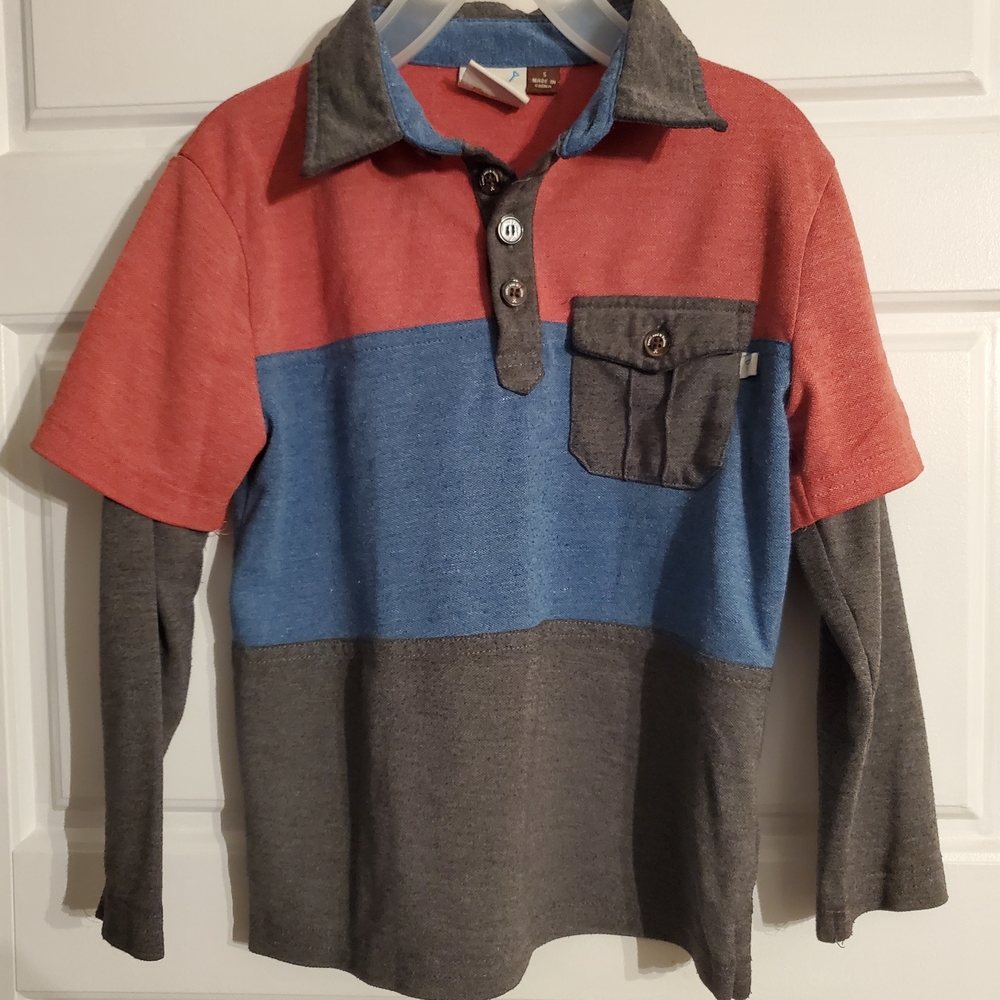 Stylish Kids Polo Shirt in Red, Blue, and Gray